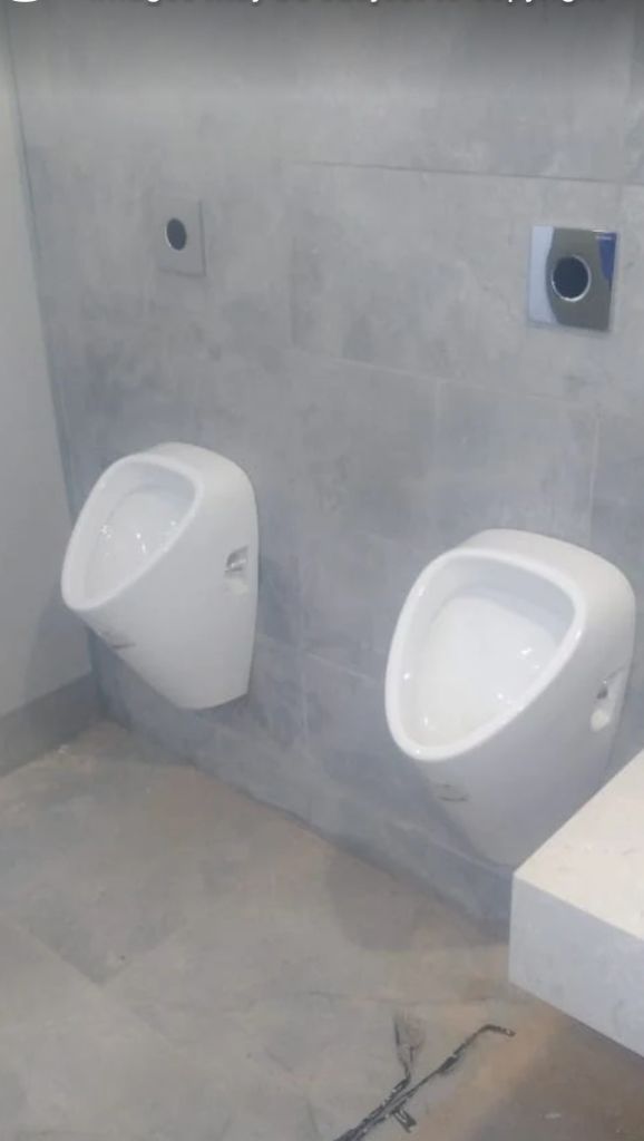 Commercial bathroom installation after repair